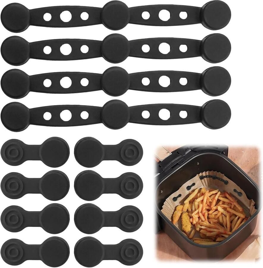 SnelShoppen Pack van 12 Airfryer Magneten voor Bakpapier Siliconen Magneten Air Fryer Clips Sterke Hittebestendige Magneten Keuken Accessoires