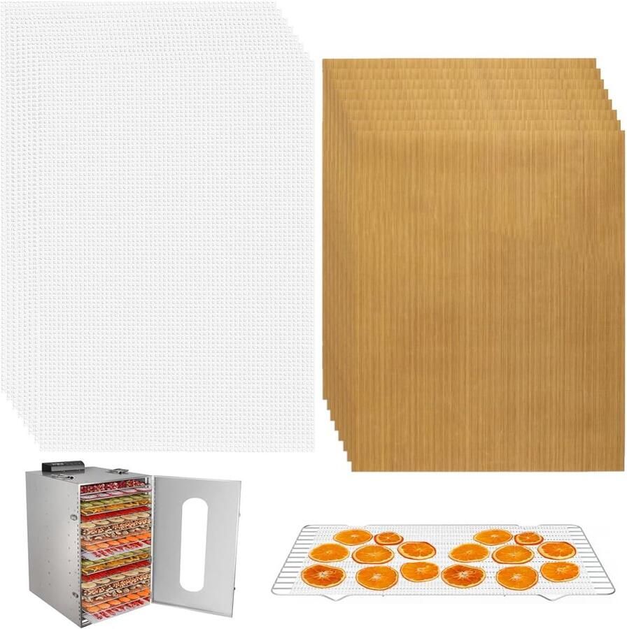 SnelShoppen Pack van 16 Siliconen Dehydratormatten Anti-aanbak Herbruikbare Siliconen Dehydrator Bladen Droogmachine Bladen BPA-vrij 28 5 x 20