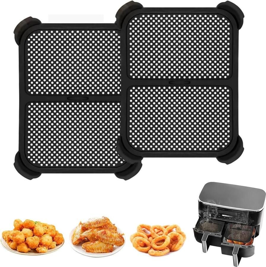 SnelShoppen Pack van 2 Air Fryer Spatdeksels Geschikt voor Airfryer Accessoires Silicone Spatbescherming Herbruikbaar Hittebestendig tot 240°C