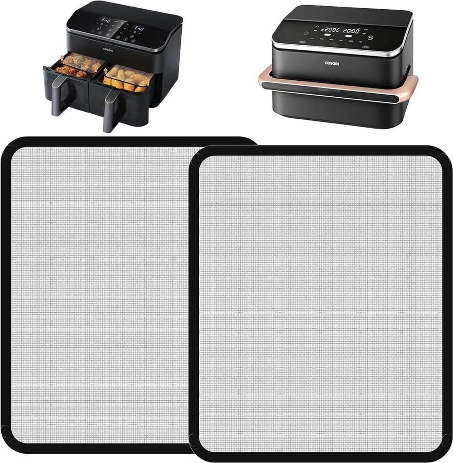 SnelShoppen Pack van 2 RVS Air Fryer Splash Guards Fijnmazig Anti-Vet Net met Magneet Universele Bescherming voor 8-10L Airfryers Herbruikbaar