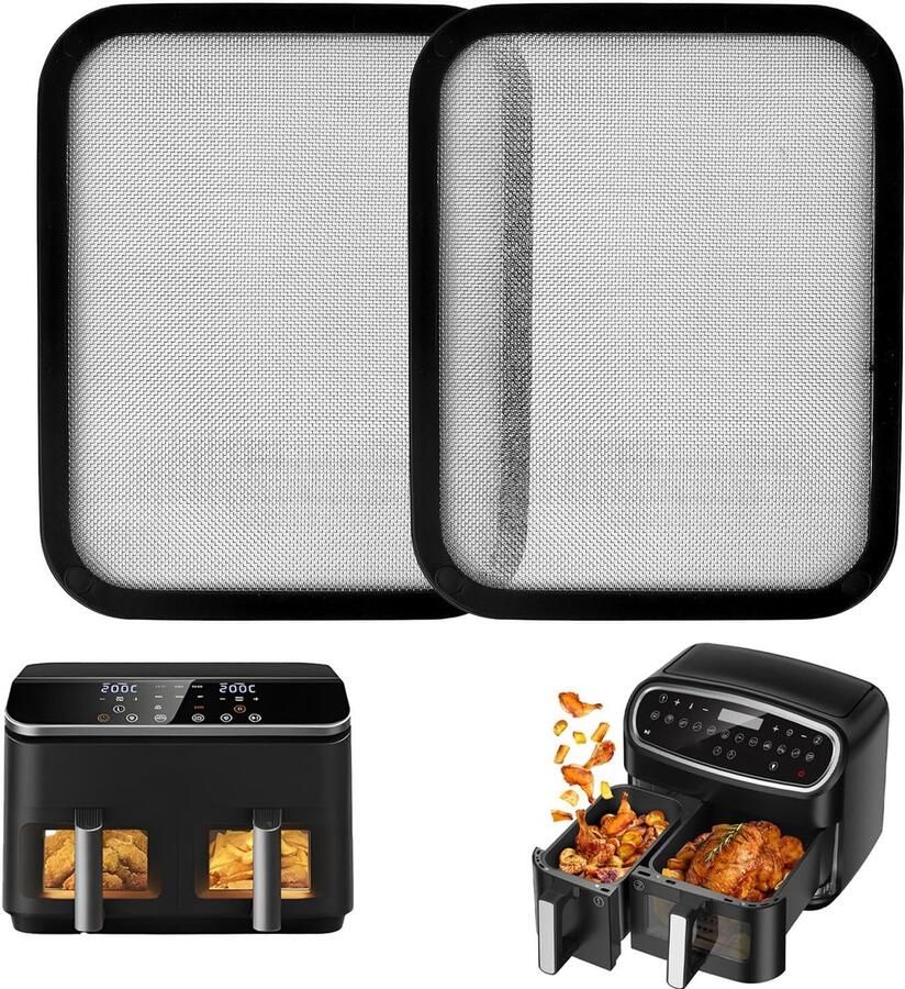 SnelShoppen Pack van 2 RVS Spatdeksels voor Airfryer Cosori 8.5 10L Spatbeschermer Herbruikbaar Makkelijk Schoon te Maken Hoge Temperatuur Weers