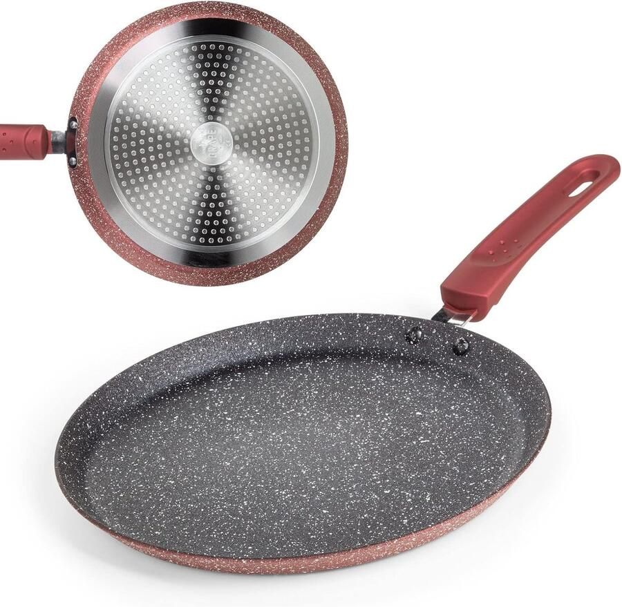 SnelShoppen Pancake Pan 25 cm Gietaluminium Crepe Pan met Anti-aanbaklaag Geschikt voor Inductie Gas Elektrisch Inclusief Recepten E-book