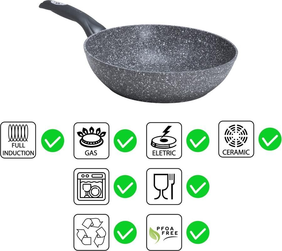 SnelShoppen Pastamezeef 24 cm met Anti-aanbaklaag Ideaal voor Inductie Grijze Kleur voor Keuken en Feest