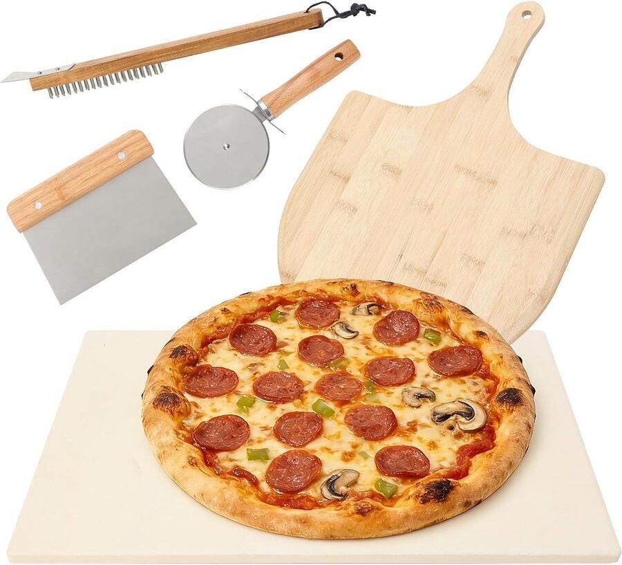 SnelShoppen Pizza Stone voor Oven 8 Stuks Pizza Oven Accessoires Hoge Kwaliteit Keramisch Perfect voor Thuis Pizza Bakken in Keuken of Tuin