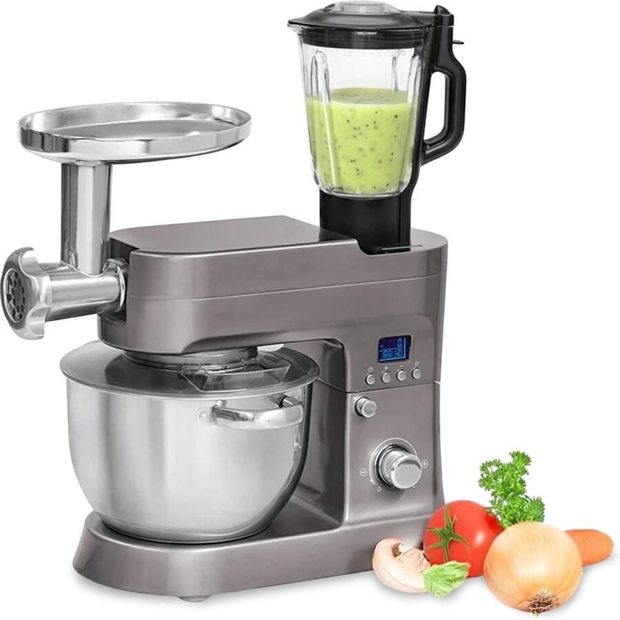 SnelShoppen Planetaire mixer 1200 W met roestvrijstalen kom 6 2 l Kneed hak en meng met 12 snelheden timer en soft-startfunctie voor keuken en f