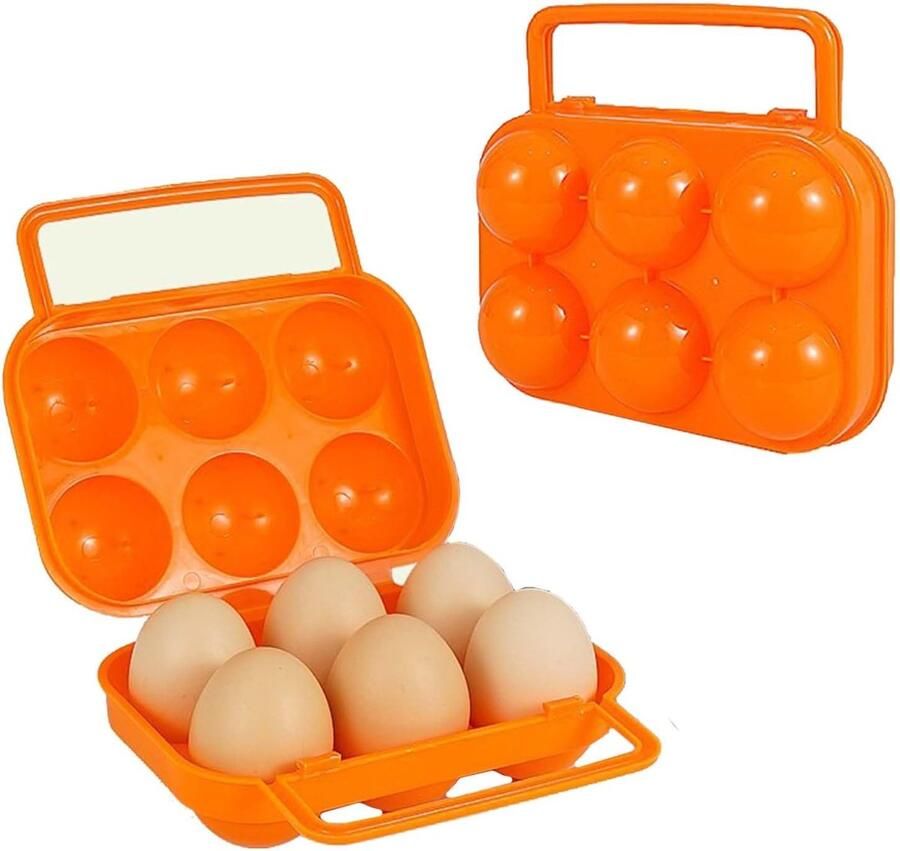 SnelShoppen Plastic Eiersdoos voor 6 Eieren Draagbare Eieren Reisdoos Duurzaam en Veilig voor Koken en Kamperen