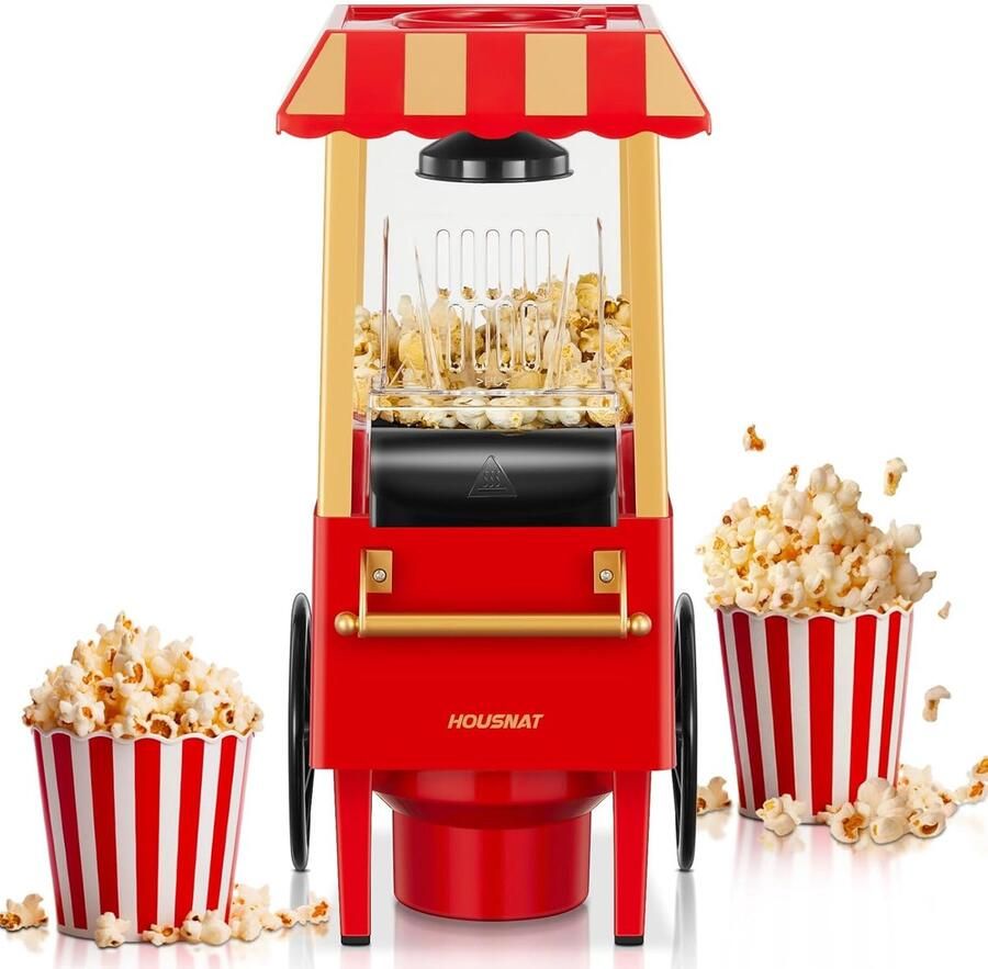 SnelShoppen Popcorn Machine 1200W Snelle Verwarming Gezond en Vetvrij Ideaal voor Feesten Camping Kinderen Keuken Familie Vermaak