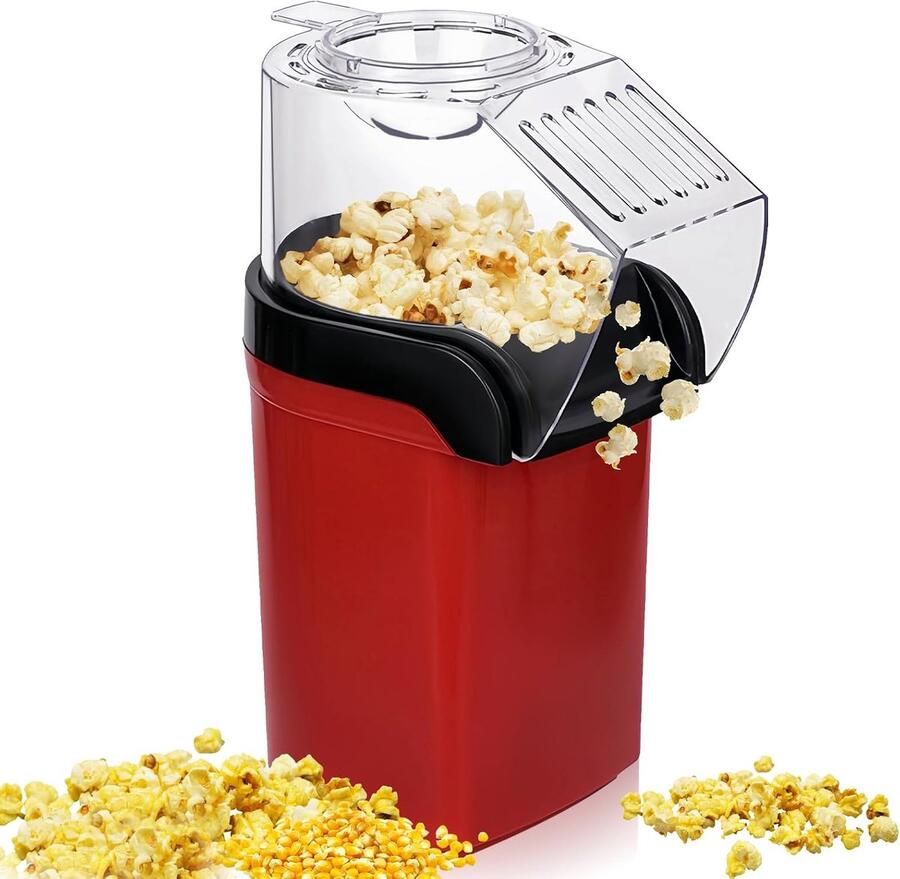 SnelShoppen Popcorn Machine voor Thuis Compacte Popcorn Popper met Maatbeker Elektrische Roerfunctie Vetvrije & Gezonde Popcorn voor Filmavonden
