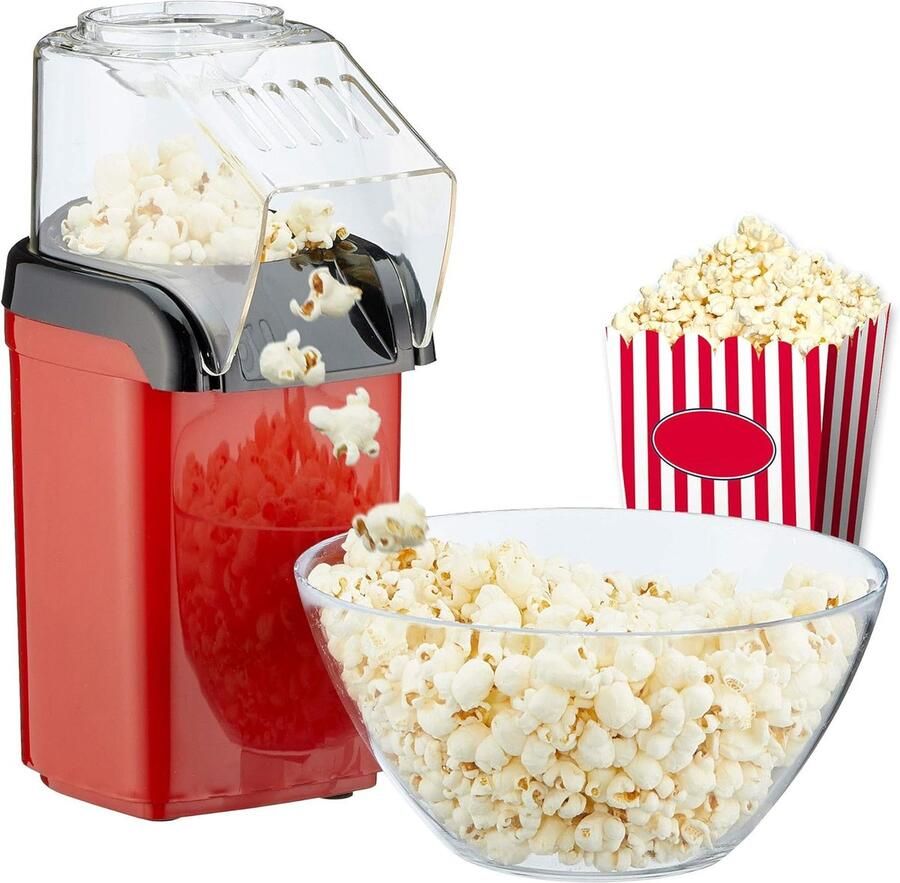 SnelShoppen Popcorn Machine voor Thuis Krachtige Vetvrije Bereiding met Heet Lucht 1200 W Inclusief Maatbeker Ideaal voor Feesten Kinderen en