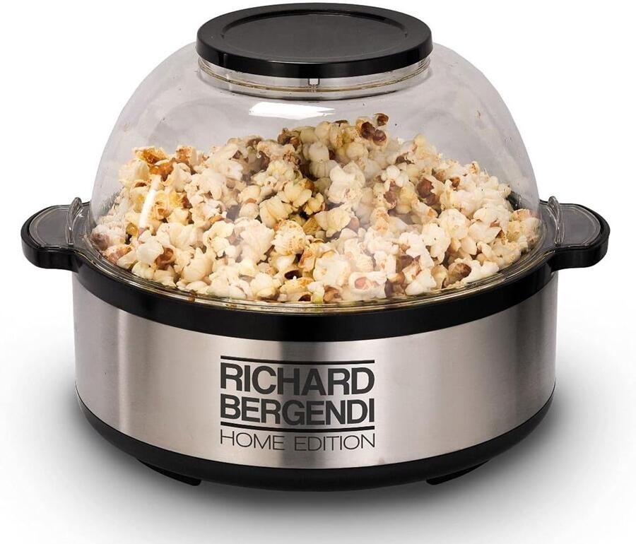 SnelShoppen Popcorn Maker STIR&POP Snelle Popcornmaker met 550-650W Doorzichtige Deksel met Boteropening Elektrisch Roersysteem Perfect voor Fe