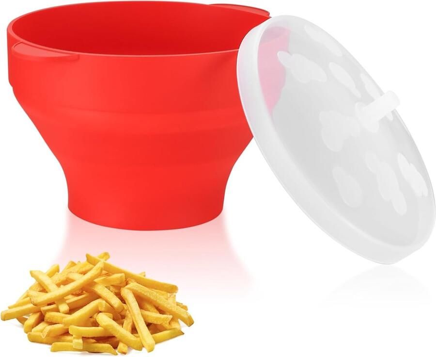 SnelShoppen Popcorn voor Magnetron Opvouwbare Siliconen Popcornmaker met Deksel BPA-vrij Olievrij Perfect voor Thuis Feest Keuken Handig en D