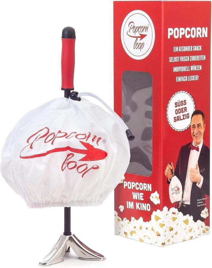 SnelShoppen Popcornloop Original Popcornmaker voor Perfecte Thuisbioscoop Crispy Popcorn Gemakkelijk in Gebruik Ideaal voor Feestjes Keuken