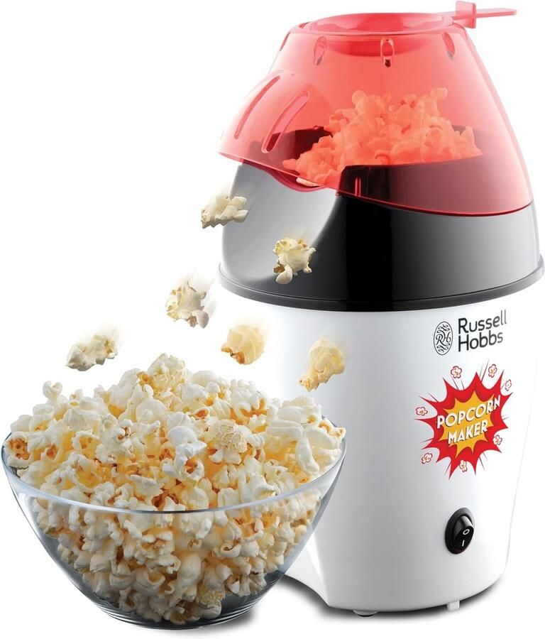 SnelShoppen Popcornmachine 1290W Fiesta Popcornmaker voor Feesten Kinderen Keuken Wit Ideaal voor Gezellige Avonden en Filmavonden