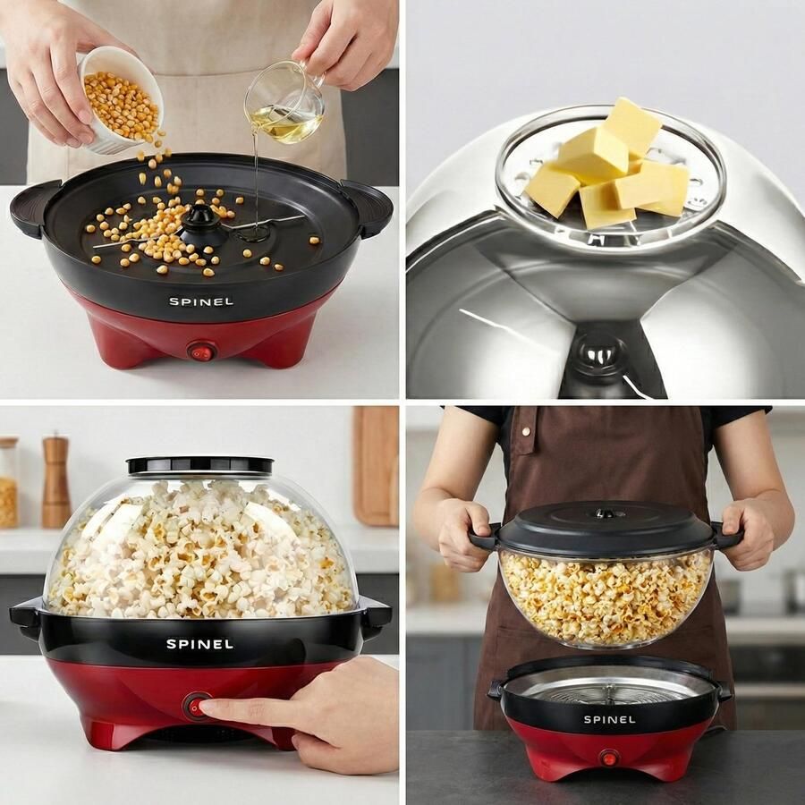 SnelShoppen Popcornmachine voor Perfecte Popcorn met Suiker Olie en Boter Capaciteit van 5 5L Antiaanbaklaag Afneembaar Plateau Stil en Sne