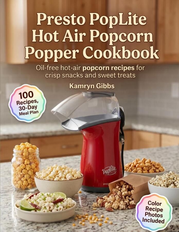 SnelShoppen Popcornmaker Air Popper Kookboek voor Olievrije Snacks Gezonde Snacks en Zoete Treats Ideaal voor Feestjes Kinderen Keuken en Tuin