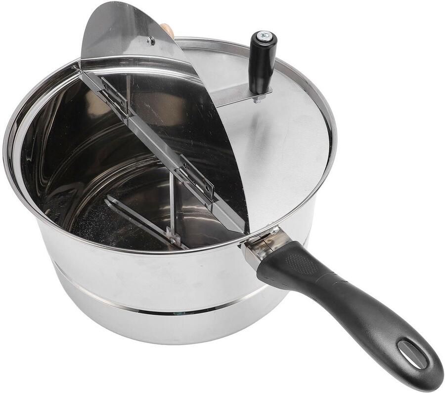SnelShoppen Popcornmaker voor op het fornuis Roestvrijstalen Popcornpopper met Handzwengel 11x6 5 inch Popcornpot voor Gasfornuis en Inductiekookp