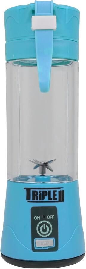 SnelShoppen Portable Blender To Go Mini Blender Smoothie Cup USB Oplaadbaar 380 ml Blauw Perfect voor Sport Camping en Thuis