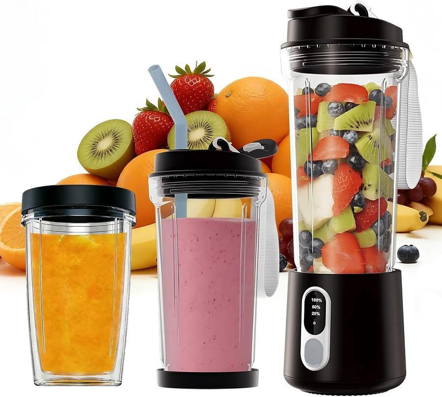 SnelShoppen Portable Blender voor Smoothies Mini Blender 500ml 300W Elektrische Juicer Compacte Blender voor Shakes en Smoothies Ideaal voor B