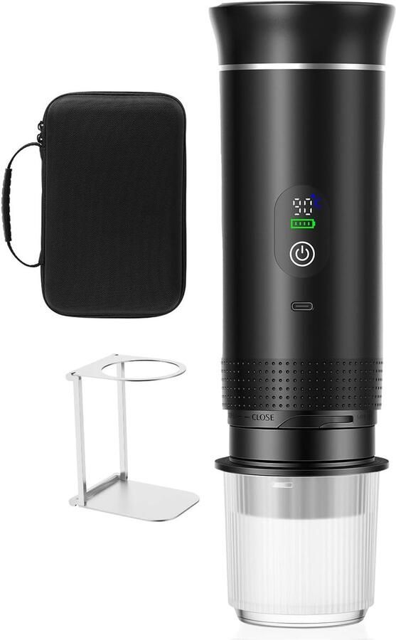 SnelShoppen Portable Koffiemachine 3-in-1 met Temperatuurdisplay Snelle Verwarming 80ml 20 Bar Druk Geschikt voor Koffiekopjes & Gemalen Koffie