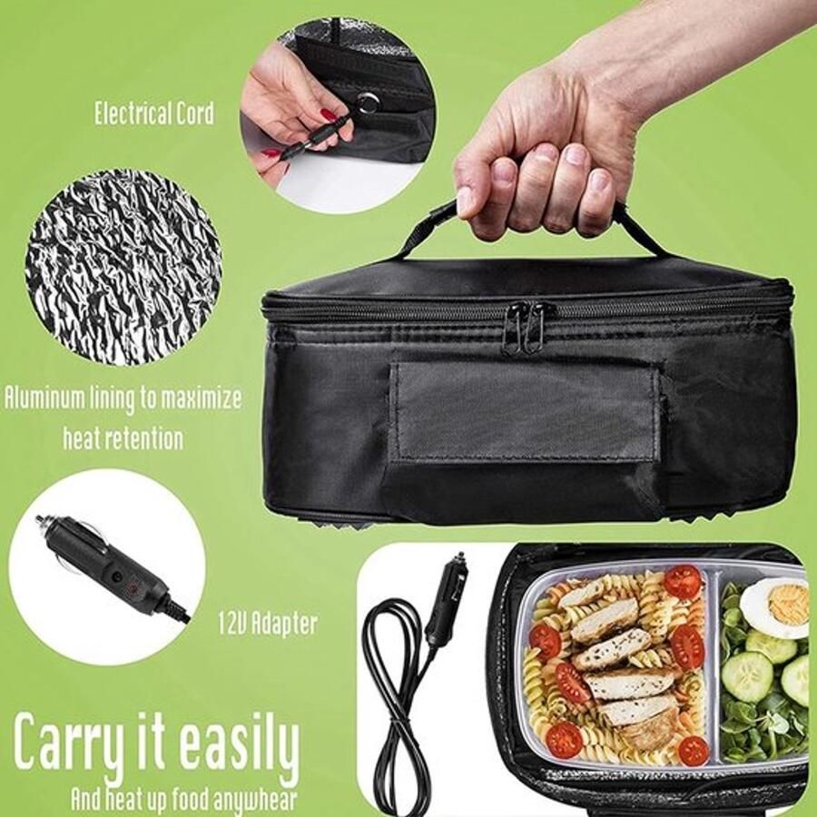 SnelShoppen Portable Magnetron Oven voor Auto Mini Elektrische Oven 12V Verhit Lunch Box Ideaal voor Picnics Reizen en Camping