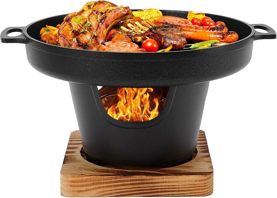 SnelShoppen Portable Mini Koreaanse Barbecue Grill Rookvrije Tafelgrill met Anti-aanbaklaag Charcoal Camping Kookstel voor Buiten Perfect voor Fe