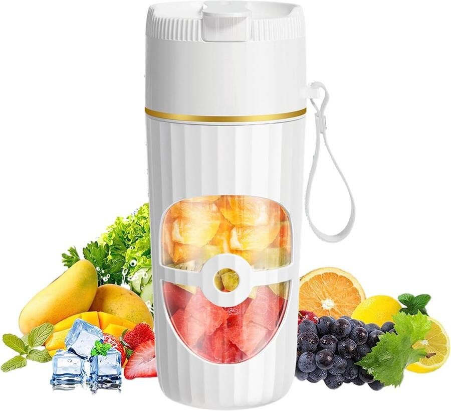 SnelShoppen Portable Mixer 400ml USB Oplaadbare Mini Blender 65W Smoothie Maker met 10 RVS Messen Ideaal voor Shakes Sap Smoothies Koken Kamp