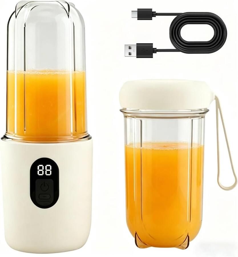 SnelShoppen Portable Mixer 500ml Blender Smoothie Maker met Vervangbeker USB Oplaadbare Mini Blender voor Milkshakes Sapjes Smoothies 16 Snijbla