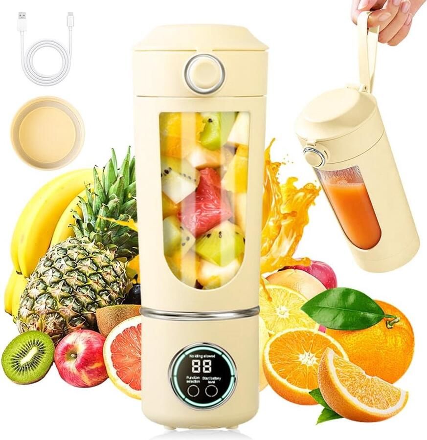 SnelShoppen Portable Mixer 700 ml Oplaadbare Mini Blender met 12 RVS Bladen Smoothie Maker voor Shakes Babyvoeding Reizen Sport en Kantoor