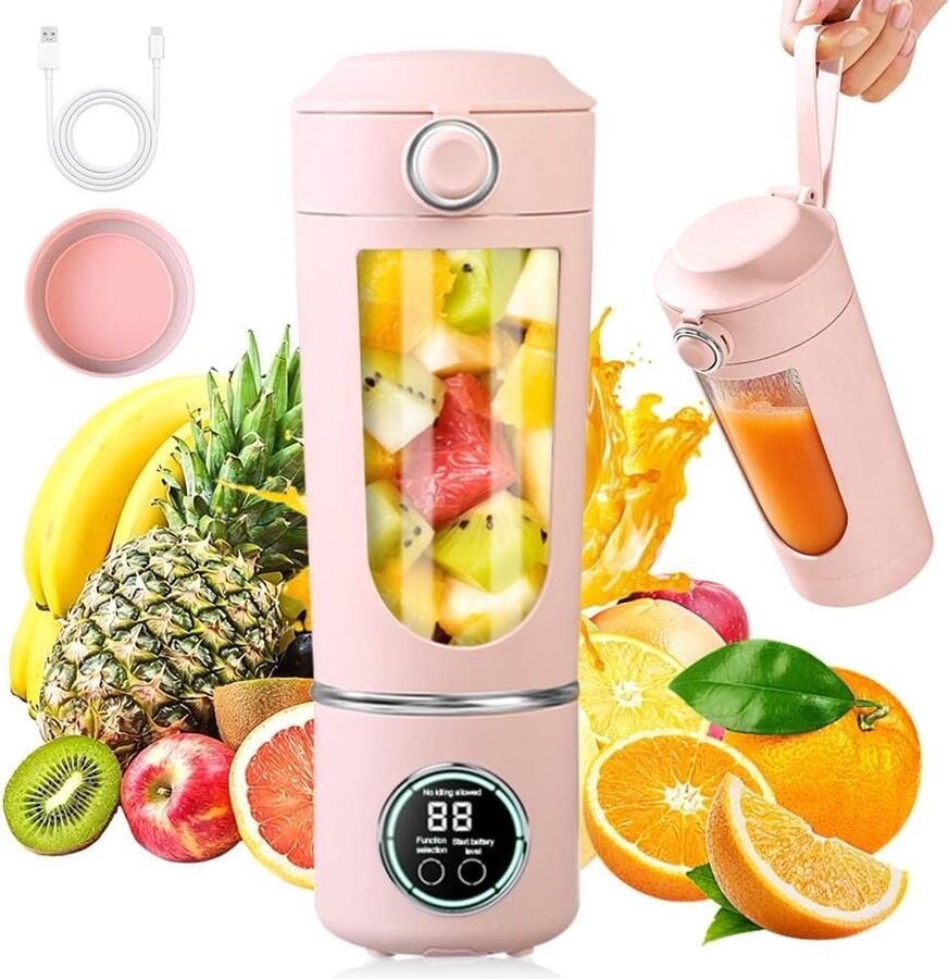 SnelShoppen Portable Mixer 700 ml Oplaadbare Mini Blender met 12 RVS Messen Smoothie Maker voor Shakes en Babyvoeding Reisvriendelijk en Ideaa