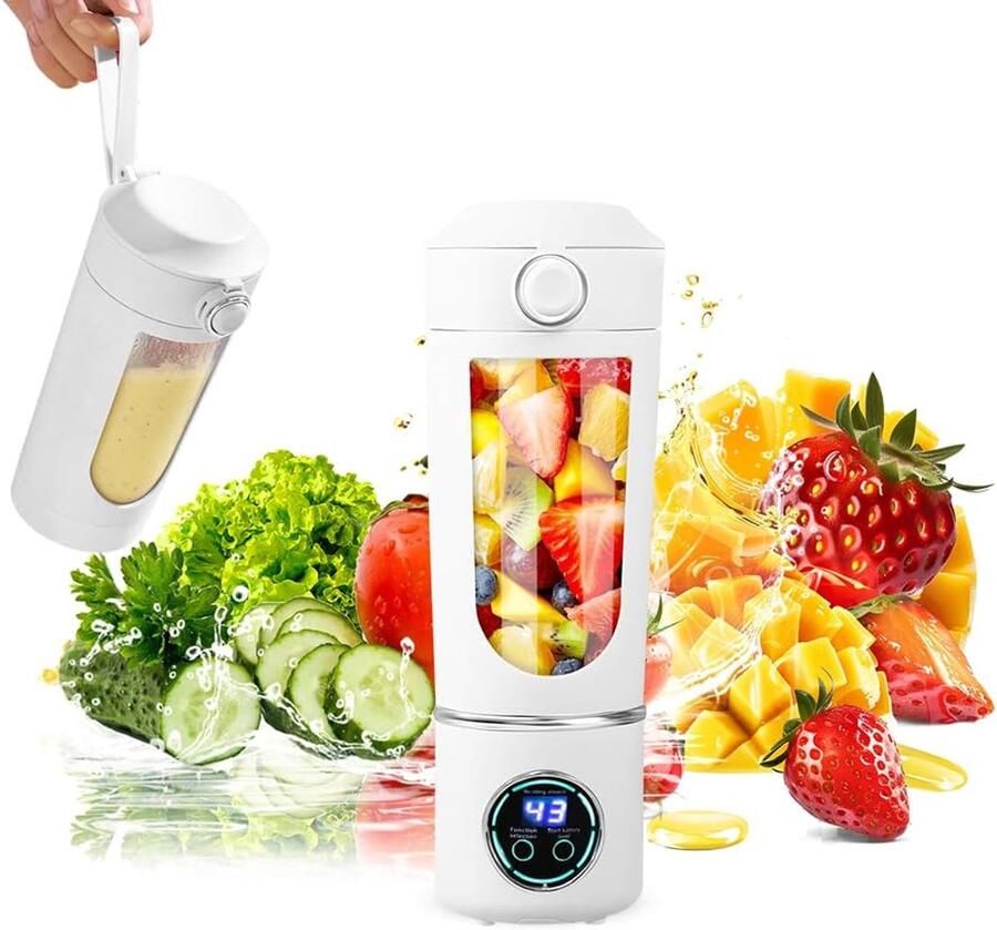 SnelShoppen Portable Mixer 700ml Mini Blender voor Smoothies en Shakes Oplaadbare Smoothie Maker met 12 RVS Messen Ideaal voor Reizen Kantoor en