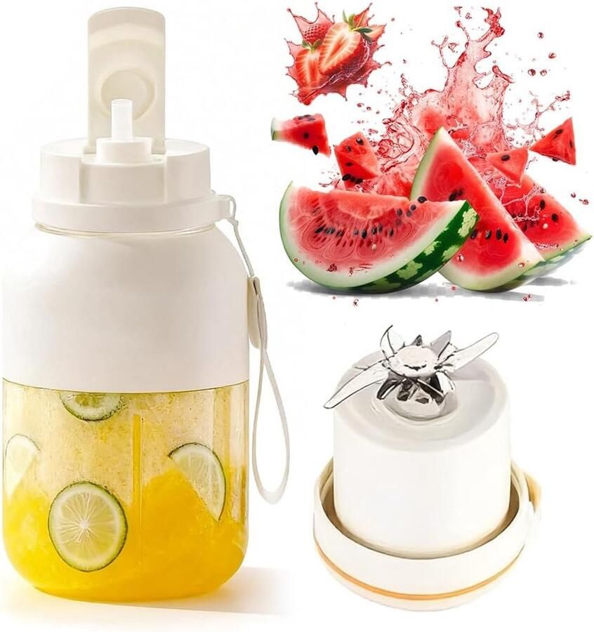 SnelShoppen Portable Mixer Smoothie Maker To Go 1200ml Cup met Lekvrije Deksel en Drinkopening voor Verse Sap Smoothie en Shake Mini Mixer voor