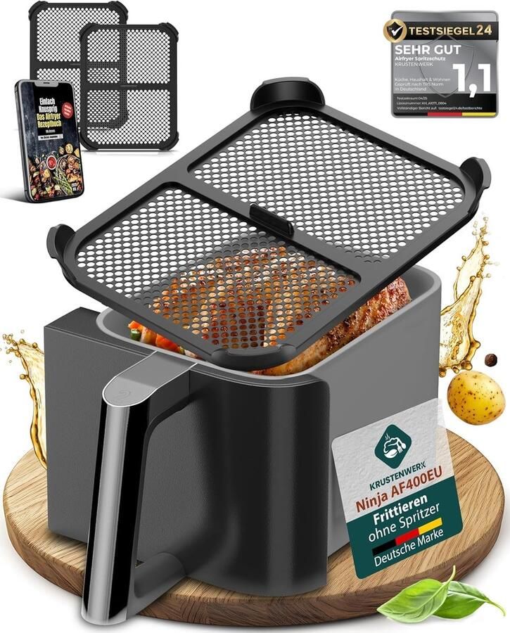 SnelShoppen Premium Splash Guard voor Air Fryer Accessoires 2 Stuks Perfecte Pasvorm Bescherming tegen Vet en Vuil Inclusief 150 Recepten eBook