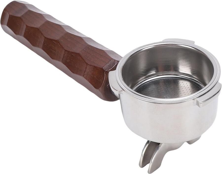 SnelShoppen Professionele 51Mm Portafilter met 3 Oren Rvs Filtermand met Walnoot Handvat Geschikt voor Barsetto Mini Derlla ACA Koffiemachines