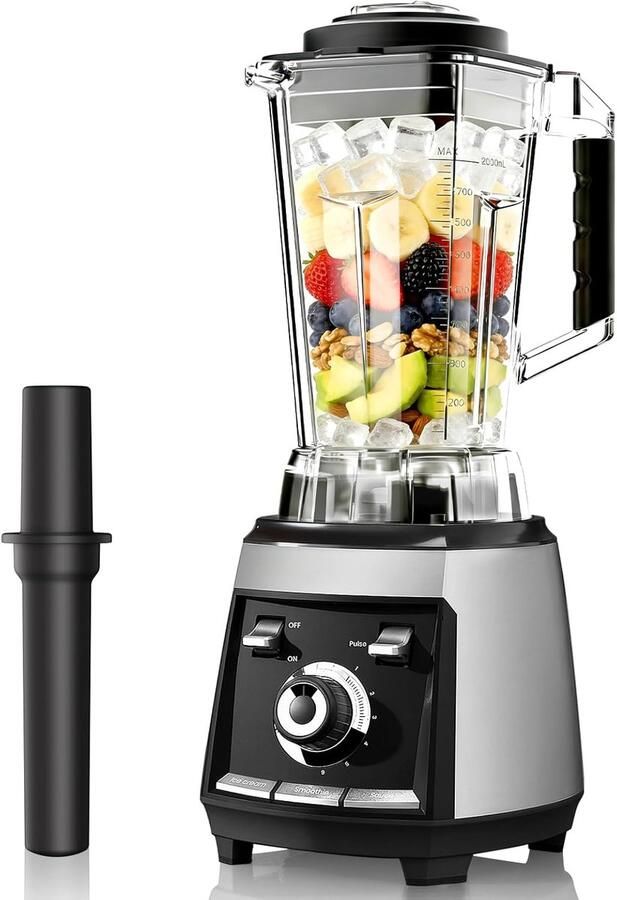 SnelShoppen Professionele Blender Keuken 1800W Mixer met Roestvrijstalen Messen 66 oz Kan IJscrusher en Smoothie Maker voor Bevroren Fruit Ideaal