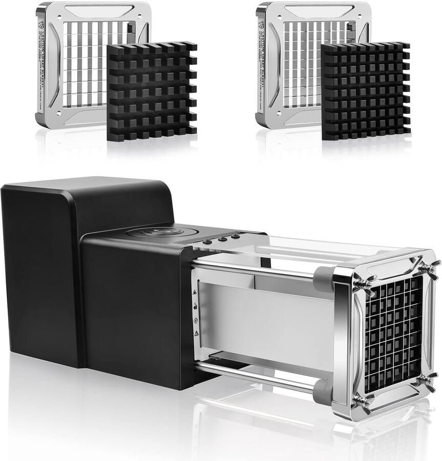 SnelShoppen Professionele Elektrische Frite Cutter voor Aardappelen Snijmachine met RVS Bladen 9mm en 12mm Perfect voor Keuken Feest en Camping