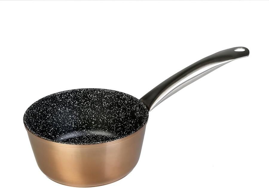 SnelShoppen Professionele inductiekookplaat 16 cm met milieuvriendelijke anti-aanbaklaag zonder PFOA gesmeed aluminium koperkleur roestvrij staal