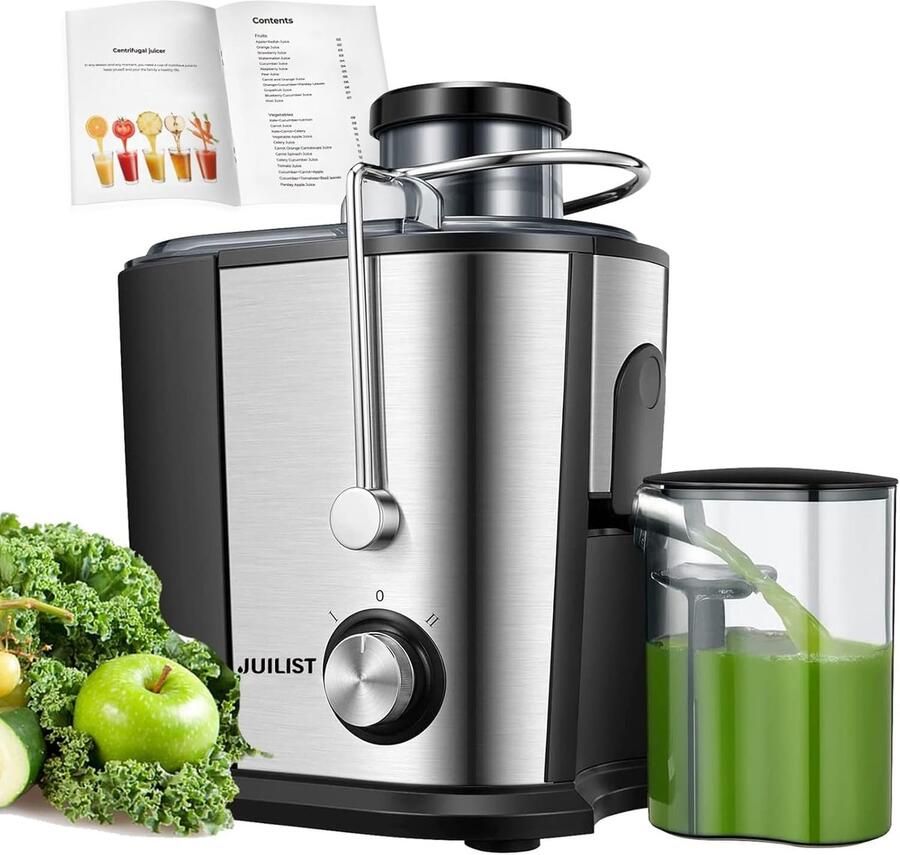SnelShoppen Professionele Juicer voor Fruit en Groenten tot 800 W Extractor met 65 mm Opening 2 Snelheden Druppelvrije Functie Antislip Basis M