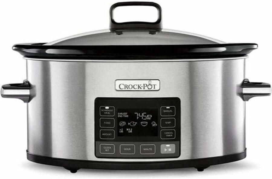 SnelShoppen Programmeerbare Slow Cooker 5.6L met Digitale Display Keep Warm Functie Perfect voor Grote Gezinnen en Feesten RVS
