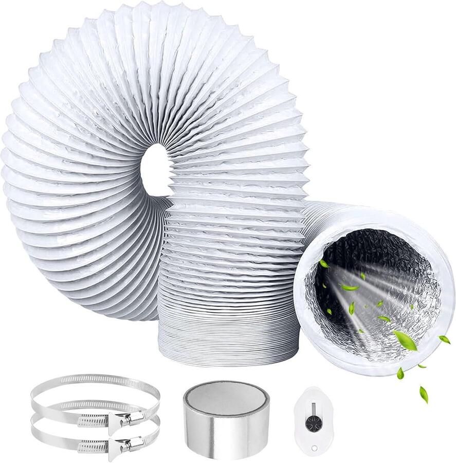 SnelShoppen PVC Flexibele Aluminium Slang 100mm RVS Klemmen voor Ventilatie Airconditioning Droger Afzuigkap 2 Stuks