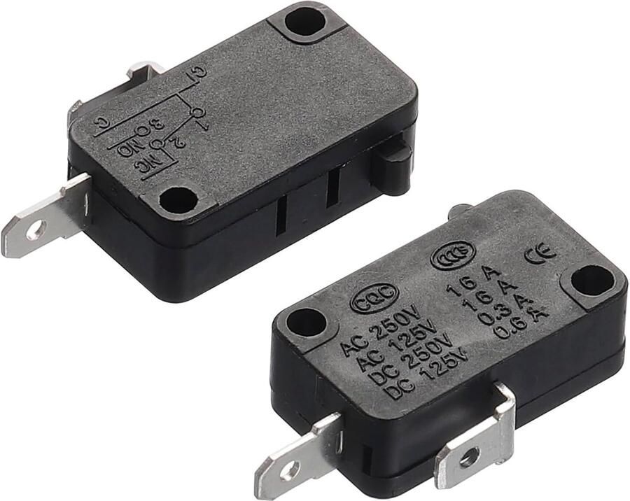 SnelShoppen QUARKZMAN Magnetron Deur Schakelaar Vervangingsonderdelen 16A voor Magnetron en Rijstkoker 2 Normaal Gesloten Zwart Pack van 2