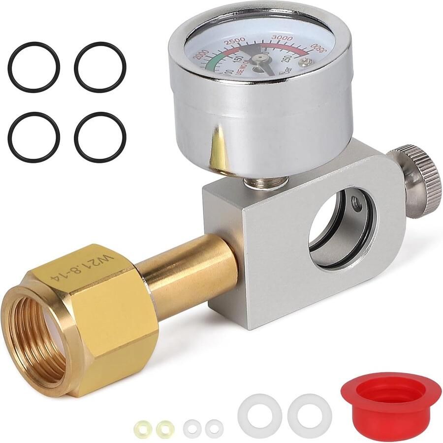 SnelShoppen Quick Connect Adapter voor CO2 Fles W21.8-14 met Drukmeter 3500 psi Geschikt voor Duo Art Terra Crystal 3.0 Gaia Perfect voor Thui