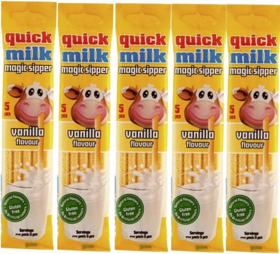 SnelShoppen Quick Milk Vanille 25 Drinkstroken Magic Milk Drinkstraws voor Kinderen en Feesten Perfect voor Keuken en Camping