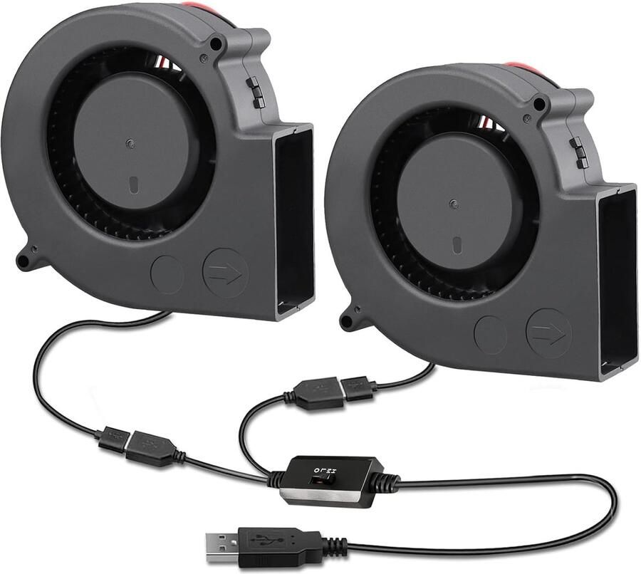 SnelShoppen Radiale Ventilator USB met Snelheidsregelaar 12V 75mm 2-in-1 Koeling voor Radiator PC TV Box Router Grill 3 Verstelbare Snelhede