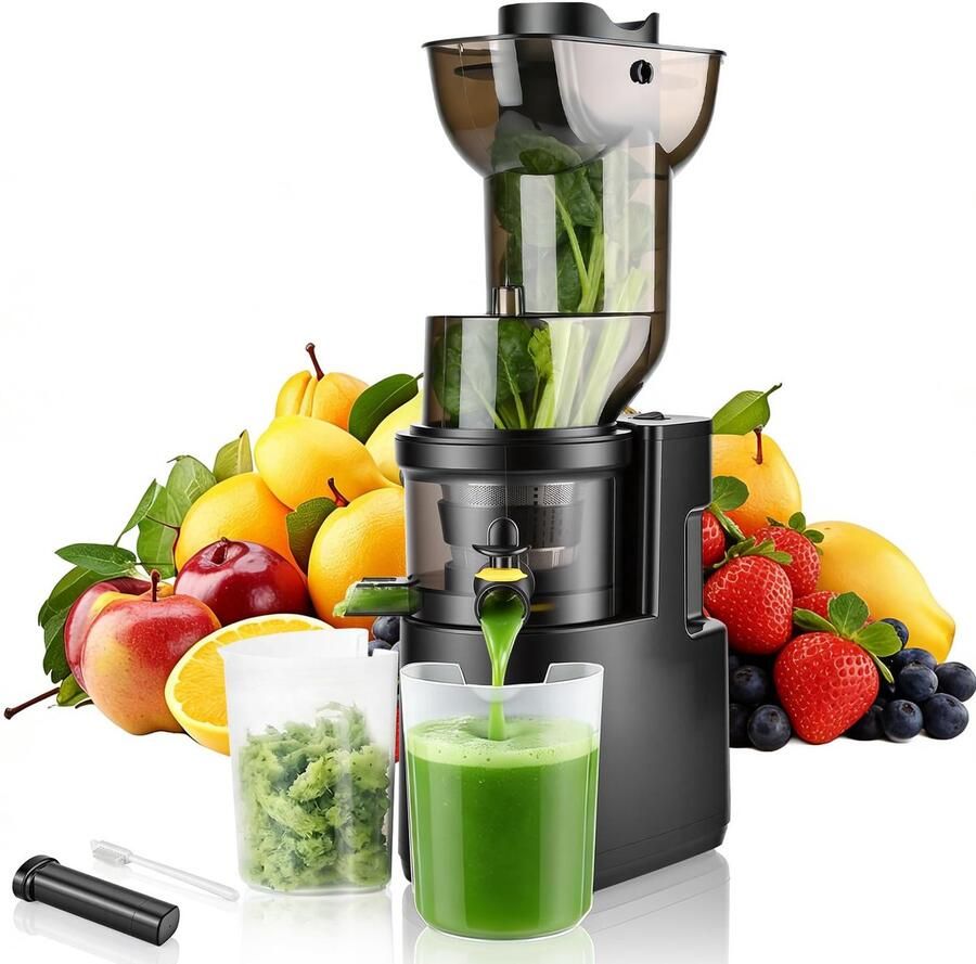 SnelShoppen Rawhui Sapcentrifuge Slow Juicer 500 W met 98 mm Vulschacht Testwinnaar BPA-vrij Ideaal voor Groenten en Fruit Gemakkelijk te Reinig