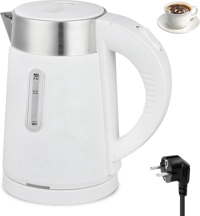 SnelShoppen Reisketel Roestvrij Staal 0 8 Liter Kleine Waterkoker Dubbelwandig Design Reiswaterkoker 600 W met Automatische Uitschakeling Stil