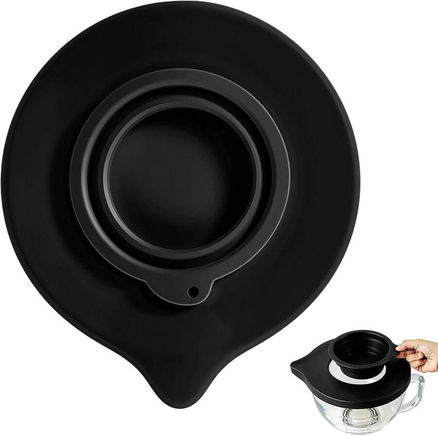 SnelShoppen Reservekom voor KitchenAid K5GB 4 5-5L Robuust Spatdeksel met Schenktuit Glazen Kom Accessoires voor Blender Zwart