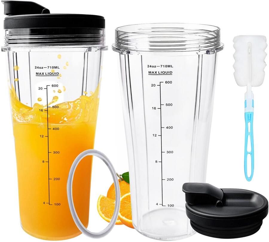 SnelShoppen Reserveonderdelen voor Blender 2 Stuks 710 ml Beker Compatibel met Mixers SS100 SS101 SS300 Blenderbeker voor Keuken en Smoothie