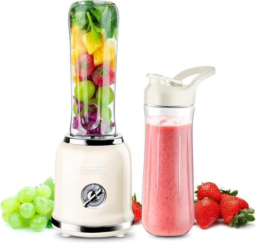 Blender to go Smoothie maker inclusief twee flessen 300W Beige BPA vrij
