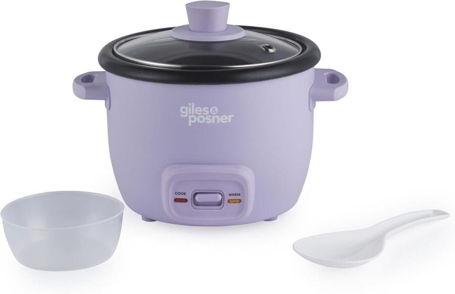 SnelShoppen Rijstkoker 0 4L met Glazen Deksel PFAS-vrije Binnenpan Kook- en Warmhoudfunctie Inclusief Maatbeker en Rijstlepel Perfect voor Sushi