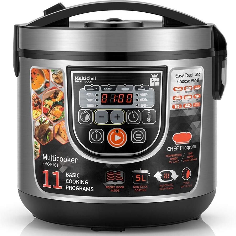 SnelShoppen Rijstkoker 11 in 1 met Stoomfunctie en Timer 5L Antiaanbak Binnenpot 860W LED Display Ideaal voor Keuken Feest en Camping